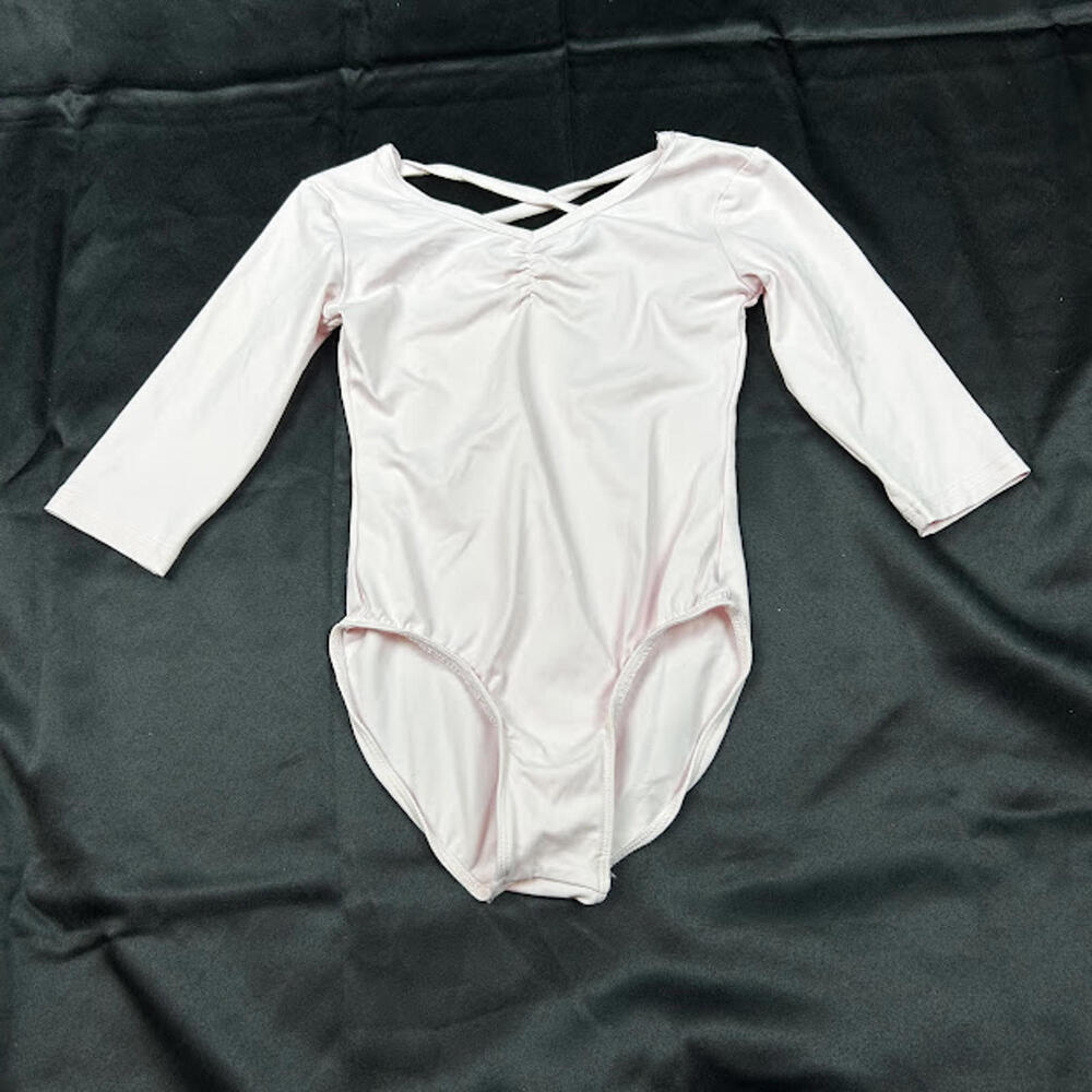 Danskin Now Girls Pink Long Sleeve Leotard Criss Cross Back Size‎ S 6